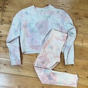 Noli Pastel Tie-Dye Cropped Sweatshirt and Leggings Set